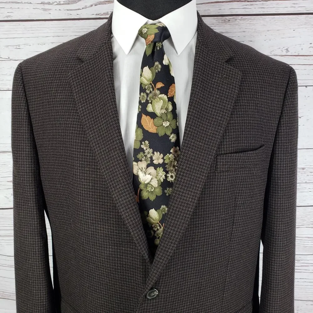 Lauren Ralph Lauren Hounds Tooth 100%Wool Sport Coat Blazer Jacket Size 46R